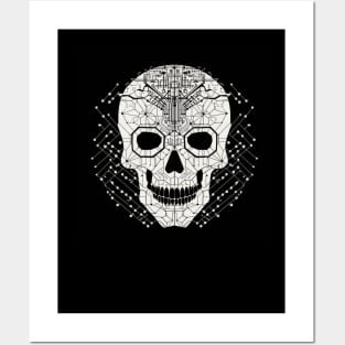 Circuit board skull Posters and Art